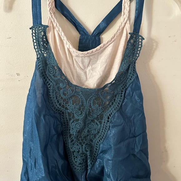 Blue and Cream Boho Camisole Top Size Small - Picture 2 of 4